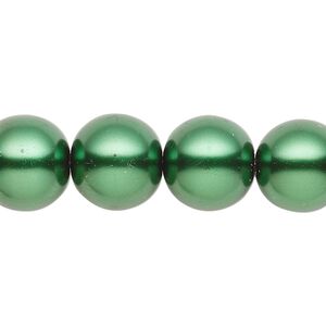 Bead, glass, opaque forest green, 13-14mm round. Sold per 15-1/2" to 16" strand.