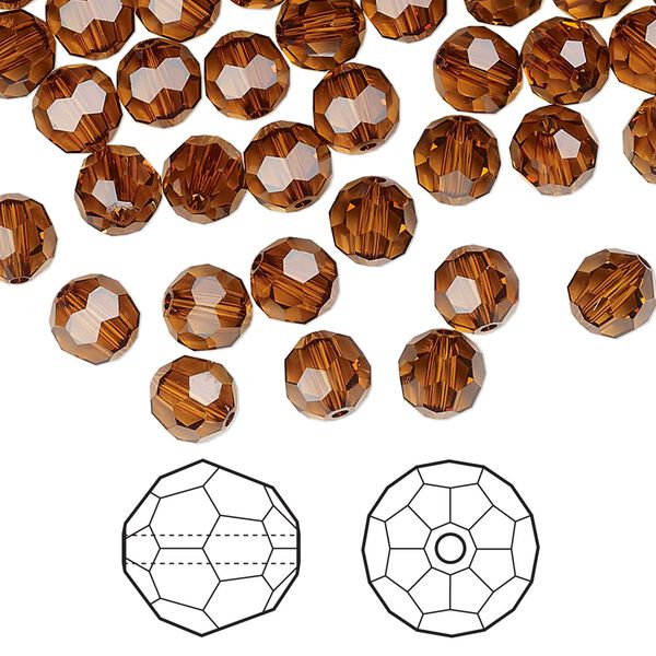 Bead 144pk light amber, Crystal Passions® 6mm round 5000 image number 0