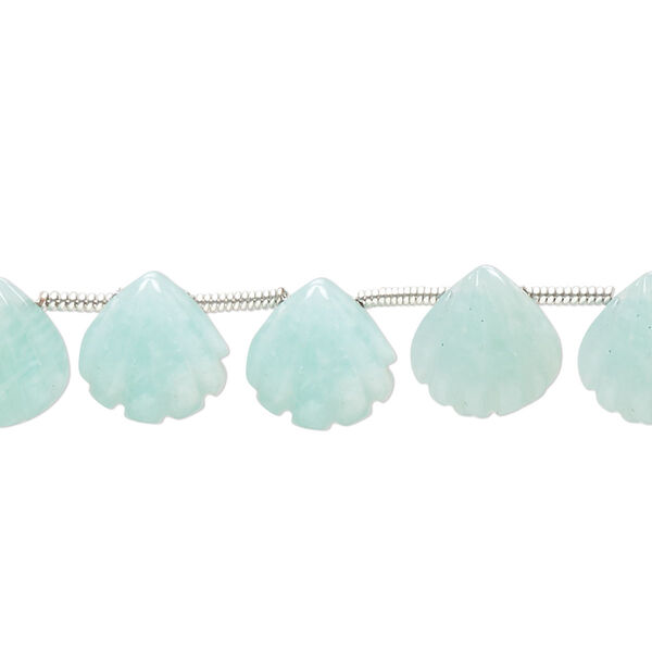 Amazonite 1pkg10, hand-cut top-drilled carved puffed shell bead natural B grade, 9x9mm image number 0