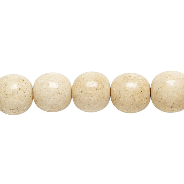 Bead, bone (dyed), antiqued brown and white, 10mm round, Mohs hardness 2-1/2. Sold per 15-1/2" to 16" strand. image number 0