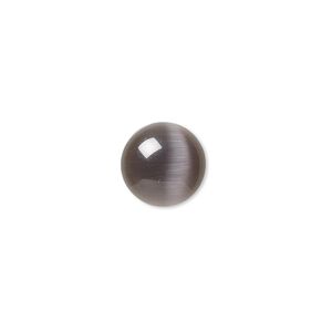 Cabochon, cat's eye glass (fiber optic glass), black, 12mm calibrated round, quality grade. Sold per pkg of 10.