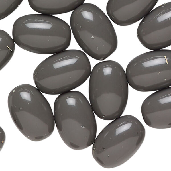 Bead, acrylic, grey, 16x10mm oval. Sold per 3-ounce pkg, approximately 80 beads. image number 0