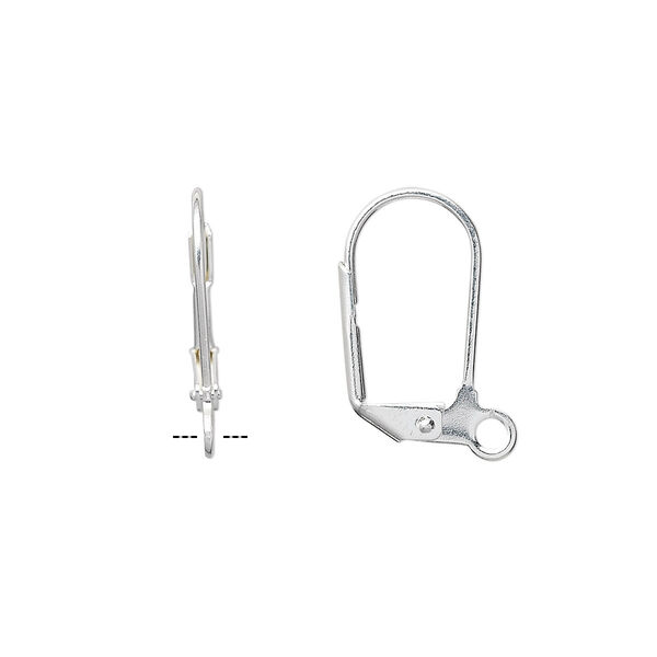 Ear wire, silver-plated brass, 17.5mm leverback with open loop. Sold per pkg of 5 pairs. image number 0