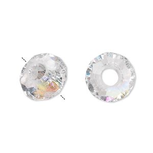 Bead 12pk 32 facets clear AB, Celestial Crystal® Dione® 14x8mm rondelle