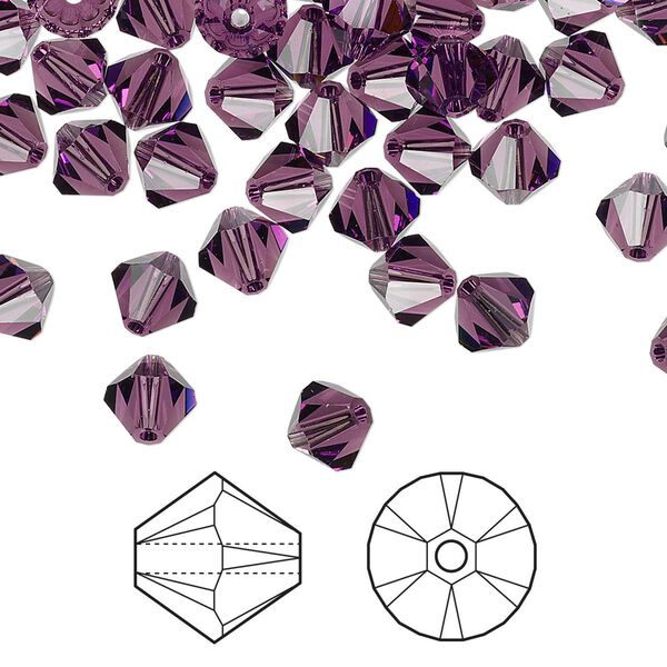 Bead 360pk amethyst, Swarovski® 6mm XILION bicone 5328 image number 0