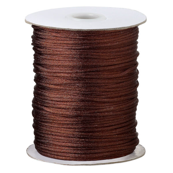 Cord, Satinique™, satin, dark brown, 1.5mm small. Sold per 400-foot spool. image number 0