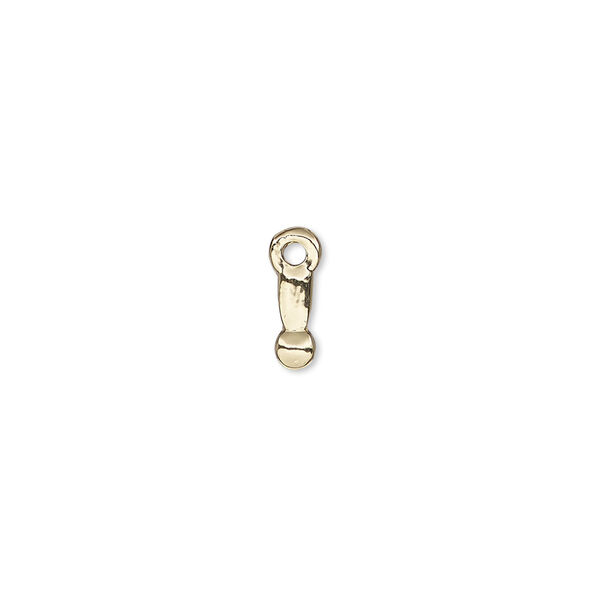 Charm, gold-finished "pewter" (zinc-based alloy), 7.5x3mm exclamation mark. Sold per pkg of 2. image number 0