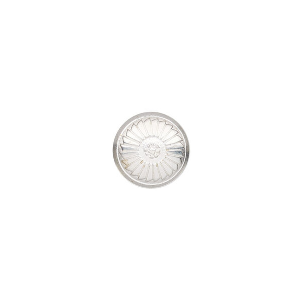 Component, sterling silver, 11mm single-sided round Concho with fancy design. Sold individually. image number 0