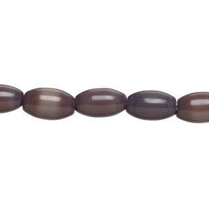 Bead, cat's eye glass (fiber optic glass), pkg/14 inch, opaque dark purple, 11x7mm center-drilled oval.
