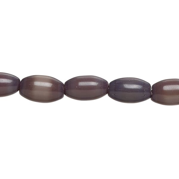 Bead, cat's eye glass (fiber optic glass), pkg/14 inch, opaque dark purple, 11x7mm center-drilled oval. image number 0