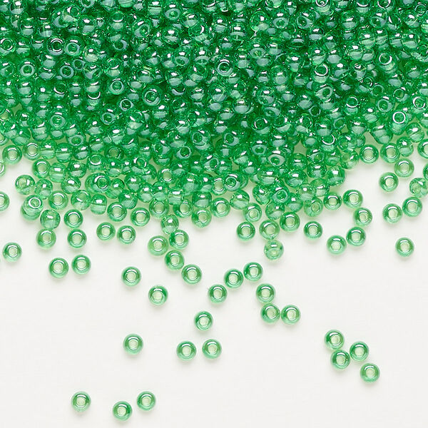 Seed bead, Preciosa Ornela Czech glass, pkg/500g, #11 rocaille, translucent luster light green, (56100). image number 0