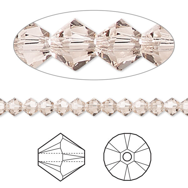 Bead 48pk light silk, Crystal Passions® 4mm bicone 5328 image number 0