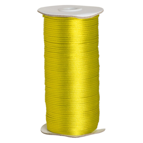 Cord, Satinique™, satin, lime green, 2mm regular. Sold per 400-foot spool. image number 0