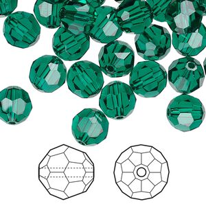 Bead 288pk emerald, Swarovski® 8mm round 5000