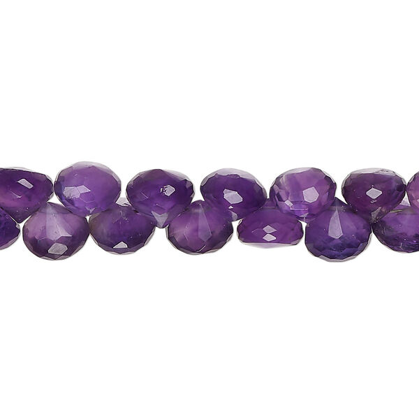 Amethyst 1pkg1, hand-cut top-drilled faceted teardrop bead natural B grade, 8 inch 7x5mm-8x7mm image number 0