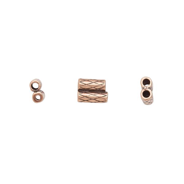 Clasp JBB Findings slide 1pkg1 brass, 7.5x6mm textured double-round tube set of 2 antique copper-plated image number 0