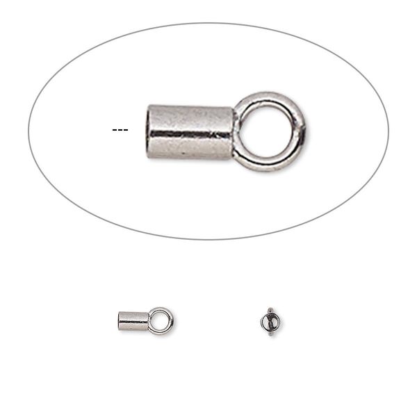 Crimp end, gunmetal-plated brass, 3.5x2mm tube with loop, 1.6mm inside diameter. Sold per pkg of 100. image number 0