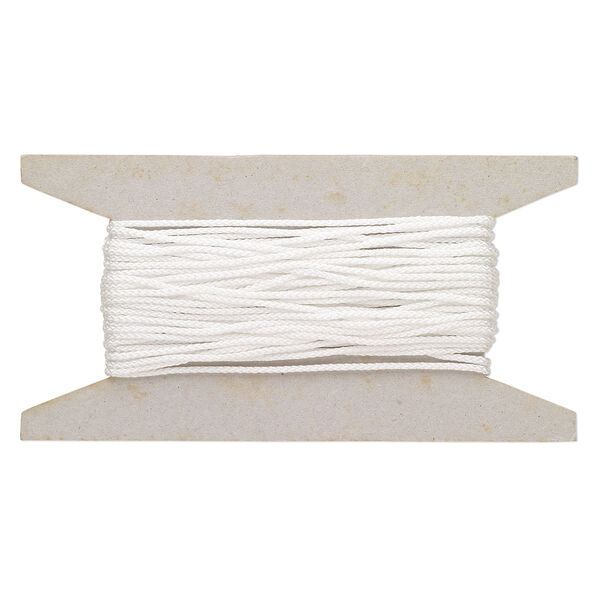 Cord, nylon, white, 1.5mm round. Sold per 25-foot card. image number 0