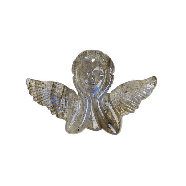 Labradorite 1pkg1, hand-cut top-drilled angel focal natural B grade, 29x19mm-31x21mm image number 0