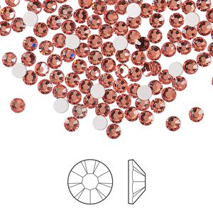Flat back 1440pk rose peach foil back, Preciosa MAXIMA Czech crystal rhinestone 3-3.2mm chaton rose round SS12