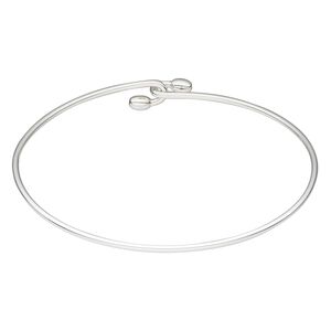 Bracelet, bangle, sterling silver, 1.5mm wide, 7-1/2 inches with hook closure. Sold individually.