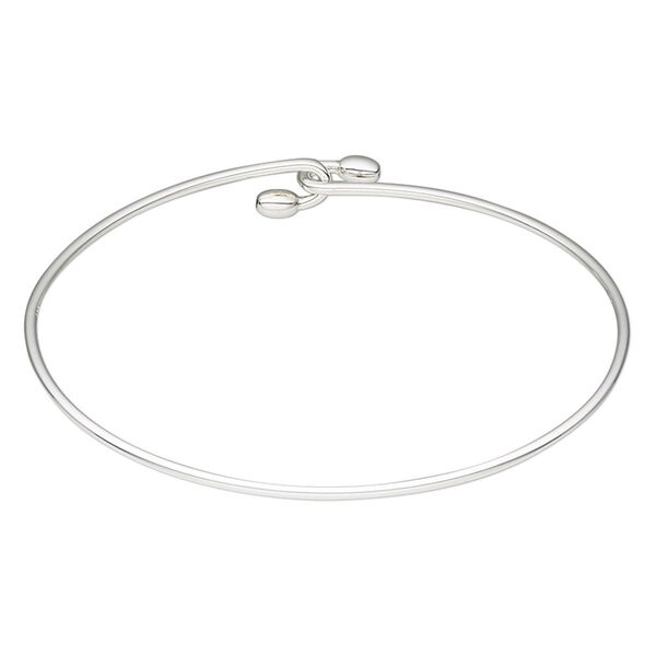 Bracelet, bangle, sterling silver, 1.5mm wide, 7-1/2 inches with hook closure. Sold individually. image number 0