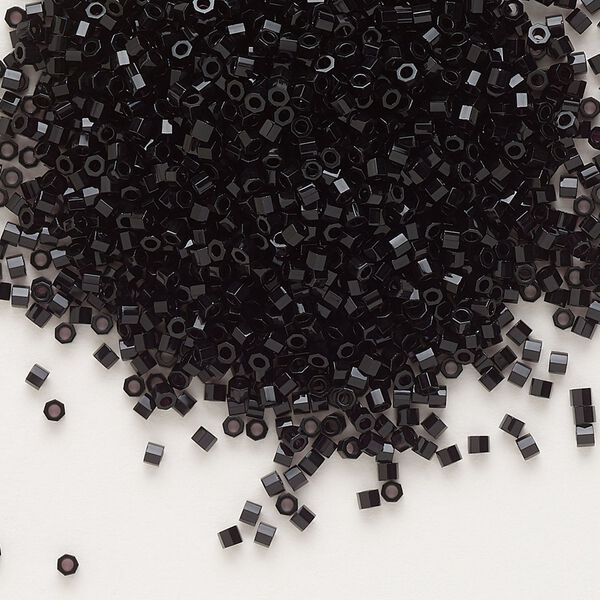 Seed bead, Delica®, glass, pkg/50g, #11 cut, opaque black (DBC-0010). image number 0
