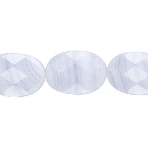 Blue lace agate 1pkg1, faceted oval bead natural 8 inch 18x13mm image number 0