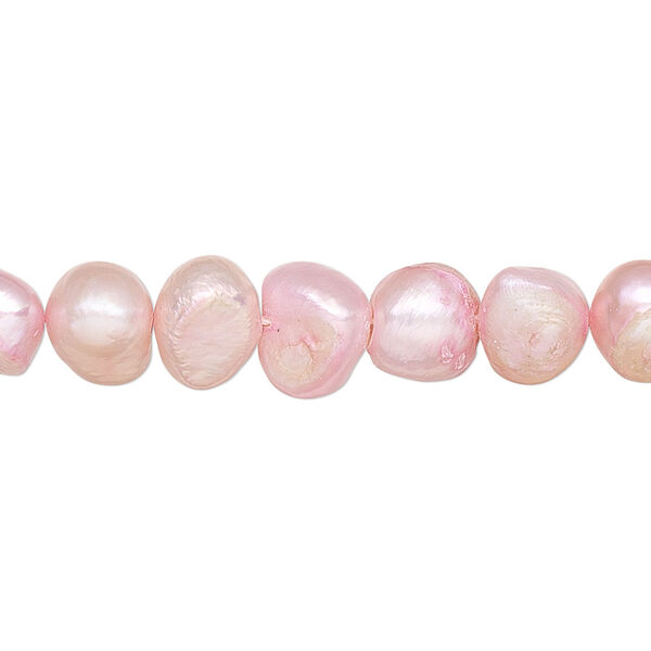 Pearl, cultured freshwater (dyed), blush, 7-8mm flat-sided potato, D grade, Mohs hardness 2-1/2 to 4. Sold per 16-inch strand. image number 0