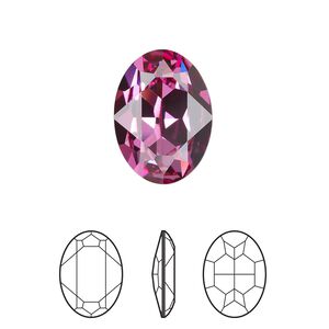 Fancy stone 1pk dark rose foil back, Crystal Passions® 18x13mm oval 4120