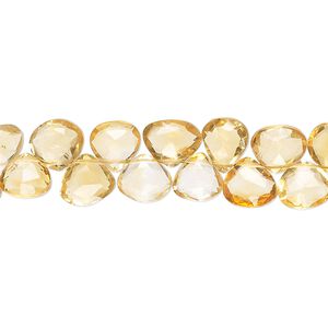 Citrine 1pkg1, hand-cut top-drilled faceted puffed teardrop bead 8 inch 6x5mm-7x7mm