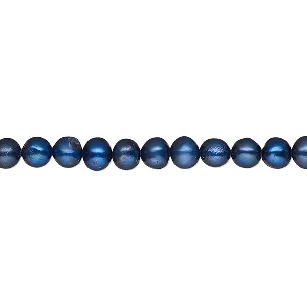 Pearl, cultured freshwater pearl (dyed), iris blue, 4-5mm semi-round, C- grade, Mohs hardness 2-1/2 to 4. Sold per 15" strand, approximately 95 beads. image number 0
