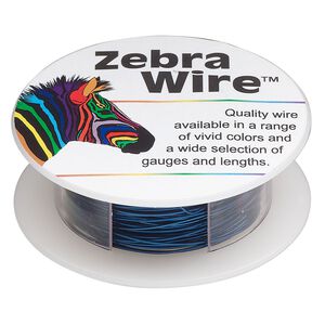 Wire, Zebra Wire™, color-coated copper, sapphire blue, round, 24 gauge. Sold per 20-yard spool.
