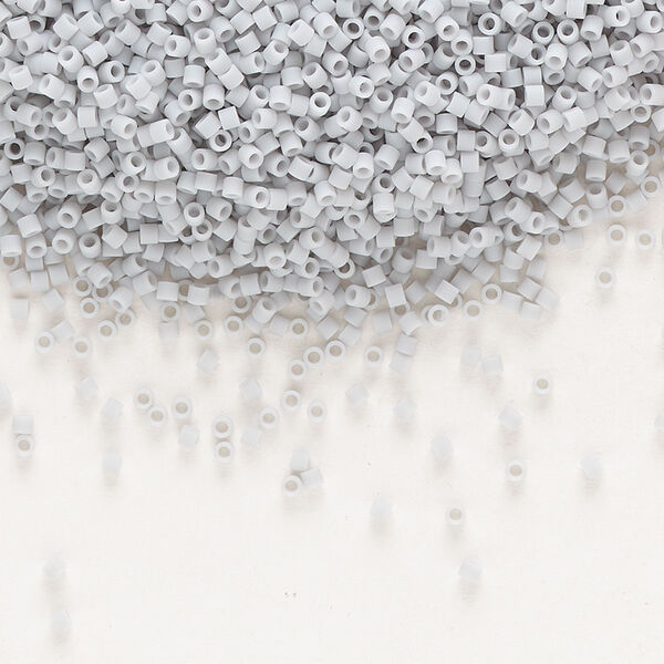 Seed bead, Delica®, glass, pkg/7.5g, #15 round, opaque matte grey (DBS-1589). image number 0
