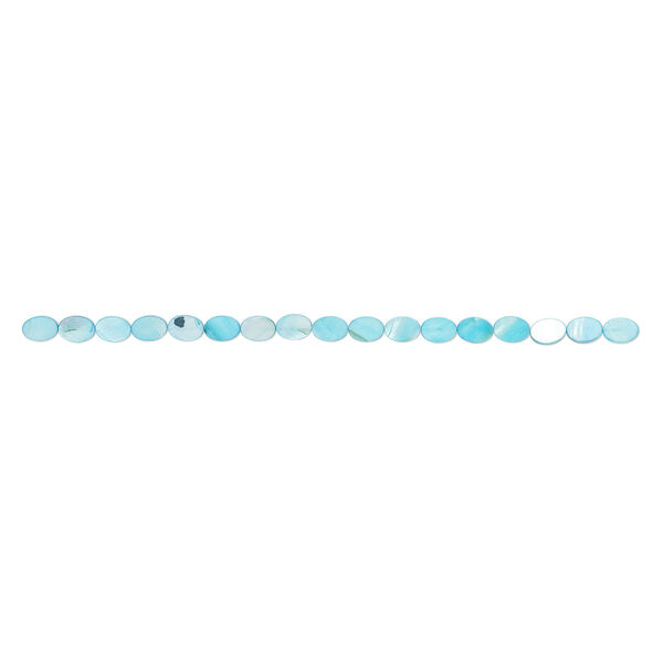 Mother-of-pearl shell 1pkg1, flat oval bead 15 inch dark sky blue 14x10mm image number 1