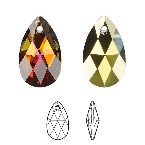 Drop 1pk light Colorado topaz golden Sahara, Crystal Passions® 22x13mm pendant pear 6106 image number 0