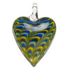 Focal, lampworked glass 1pkg1, translucent and opaque multicolored, 42x29mm-44x31mm single-sided heart with swirl design. image number 0
