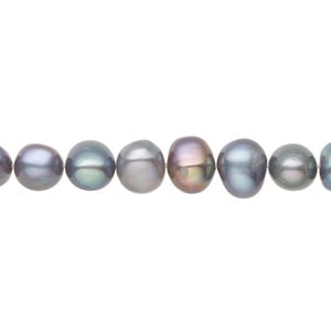 Freshwater pearl 1pkg1, semi-round, 15 inch peacock 7-9mm cultured
