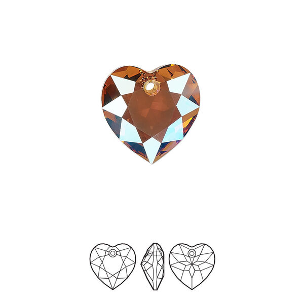 Drop 1pk light Colorado topaz shimmer, Crystal Passions® 14.5mm pendant heart cut 6432 image number 0