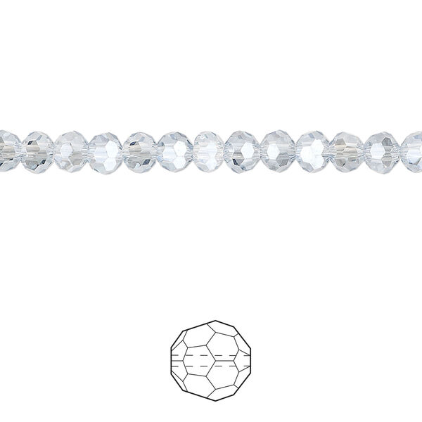 Bead 144pk translucent crystal silver night, Celestial Crystal® 4mm round image number 0