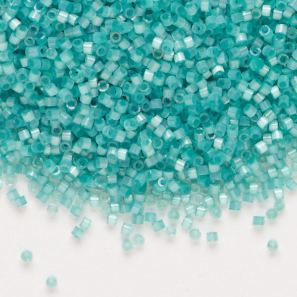 Seed bead, Delica®, glass, pkg/50g, #11 round, opaque silk satin luster light aqua green (DB-1812). image number 0