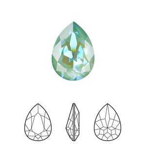 Fancy stone 6pk crystal silky sage DeLite, Crystal Passions® 18x13mm pear 4320