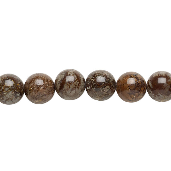 Bead, brown snowflake jasper (natural), 8mm round, B grade, Mohs hardness 6-1/2 to 7. Sold per 15-1/2" to 16" strand. image number 0