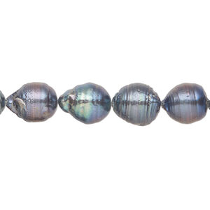 Freshwater pearl 1pkg1, freeform, 15.5-16 inch mystic blue 8-9mm cultured