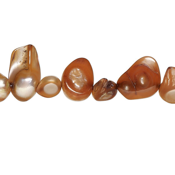 Pearl, cultured freshwater (dyed), cinnamon, 6mm-17x11mm baroque with 0.4mm hole, D grade, Mohs hardness 2-1/2 to 4. Sold per 15-inch strand. image number 0