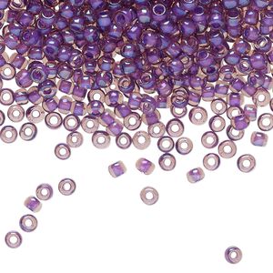 Seed bead, TOHO BEADS®, glass, pkg/250g, #8 round, opaque rainbow purple-lined rosaline (TR-08-928).