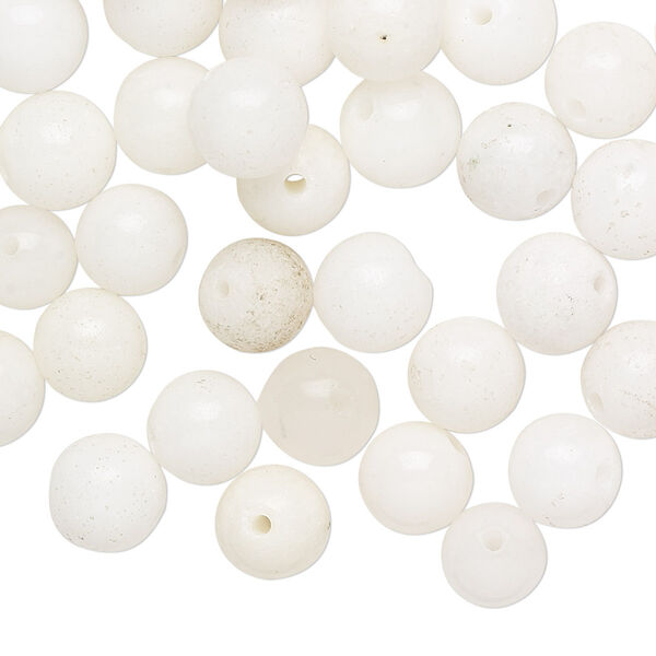 Bead mix, quartz (dyed / coated), multi-white, 7-9mm round, 0.8-1.4mm hole, C grade, Mohs hardness 7. Sold per pkg of 100. image number 0
