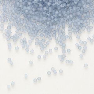 Seed bead, Delica®, glass, pkg/7.5g, #11 round, translucent matte glazed luster shadow grey (DB-0381).