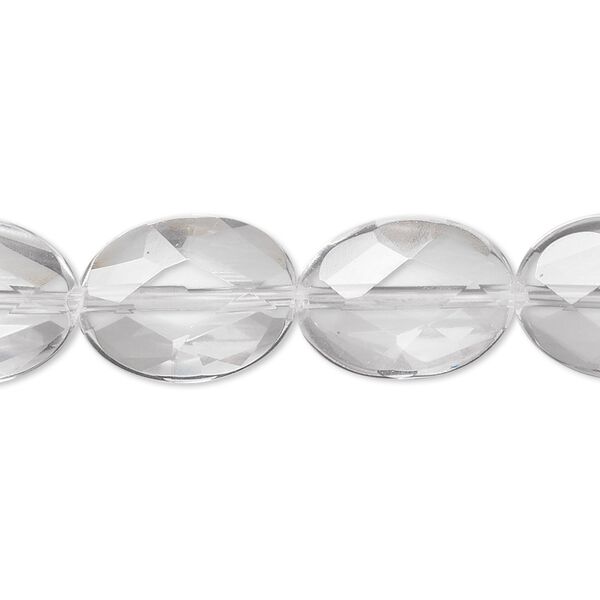 Quartz crystal 1pkg1, faceted oval bead natural 8 inch 16x12mm image number 0