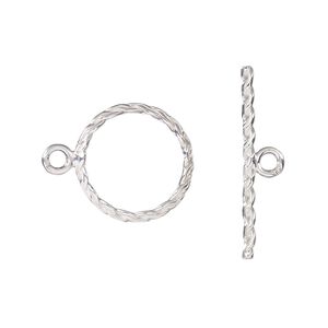 Clasp toggle 1pkg1 sterling silver, 16mm braided round, 1-strand
